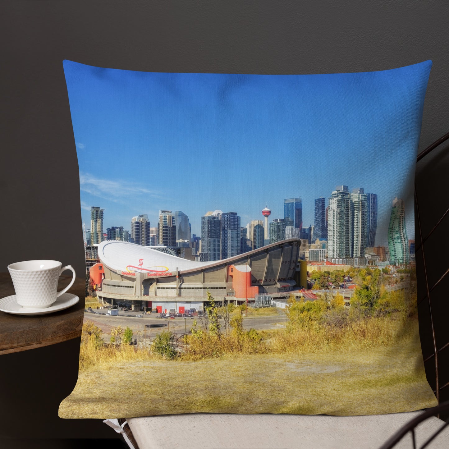 Premium Pillow - Downtown Calgary and the Fall Colours Scotsman's Hill