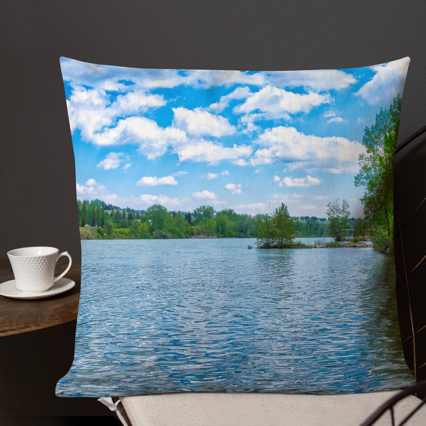 Premium Pillow - Bow River Bowness Park HDR Summer
