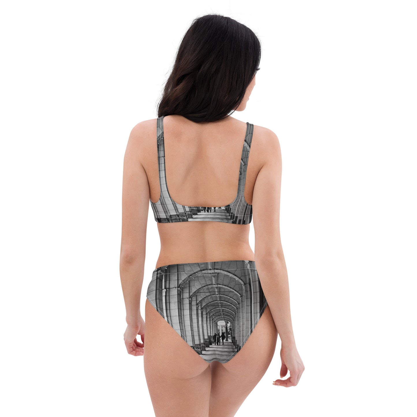 Recycled High-Waisted Bikini - Downtown Calgary Hudson's Bay Sidewalk Black and White