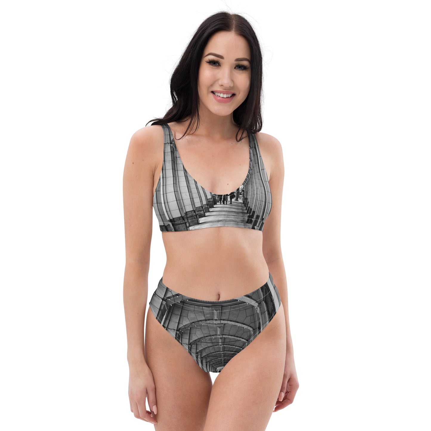 Recycled High-Waisted Bikini - Downtown Calgary Hudson's Bay Sidewalk Black and White