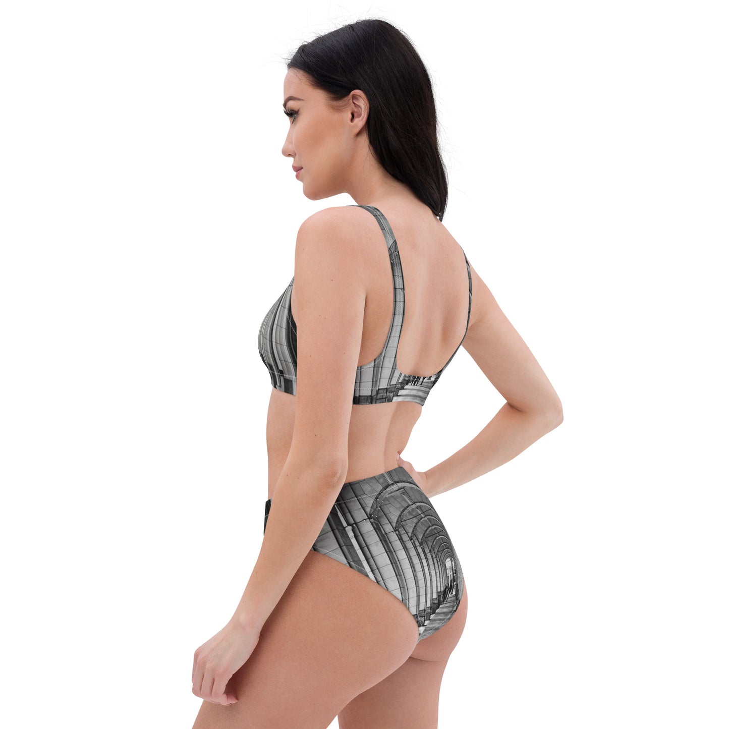 Recycled High-Waisted Bikini - Downtown Calgary Hudson's Bay Sidewalk Black and White