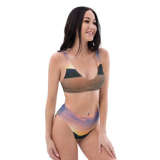 Recycled High-Waisted Bikini - Penticton Okanagan Lake Sunset