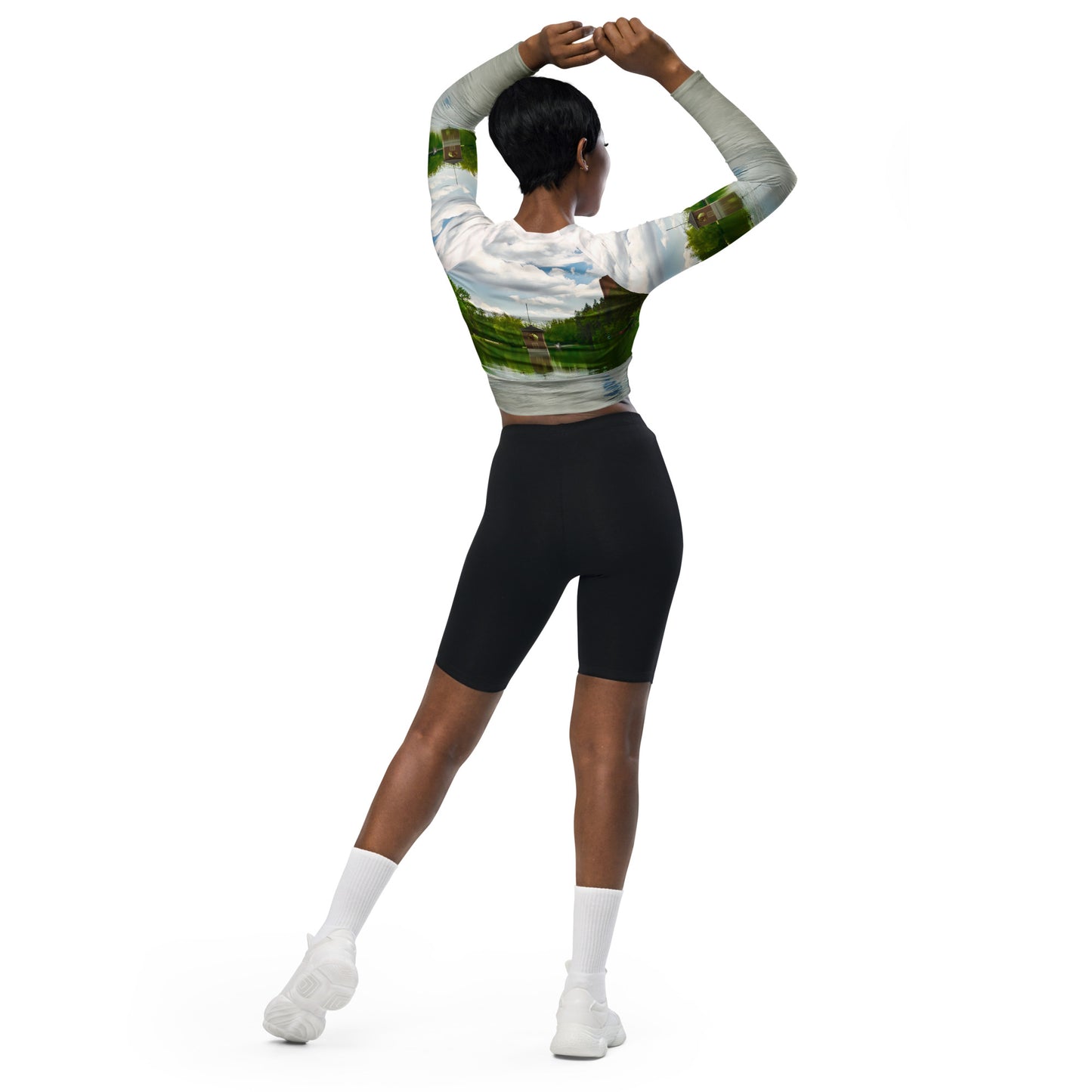 Recycled Long-sleeve Crop Top - Bowness Park Lagoon