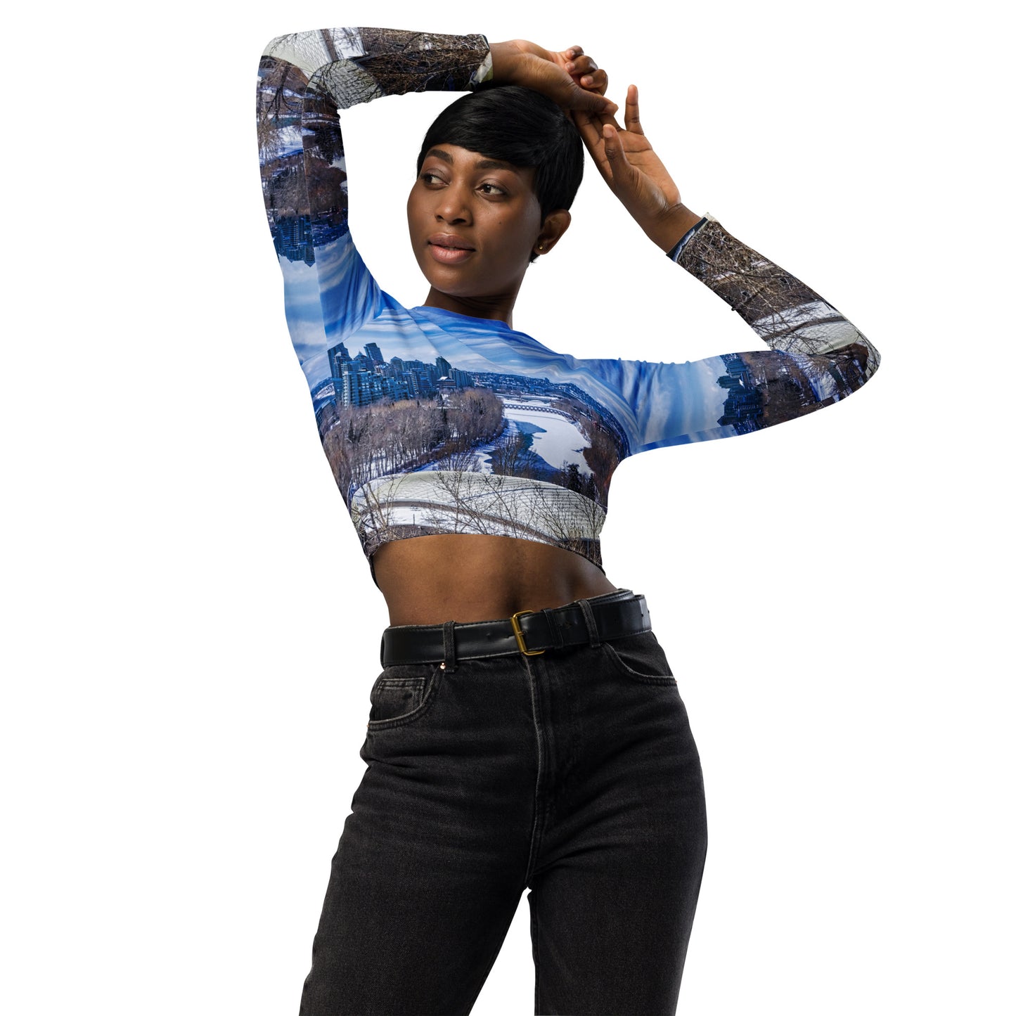 Recycled Long-Sleeve Crop Top - McHugh Bluff Winter HDR