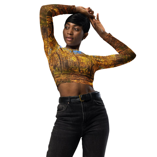 Recycled Long-Sleeve Crop Top - Carburn Park Fall Colours