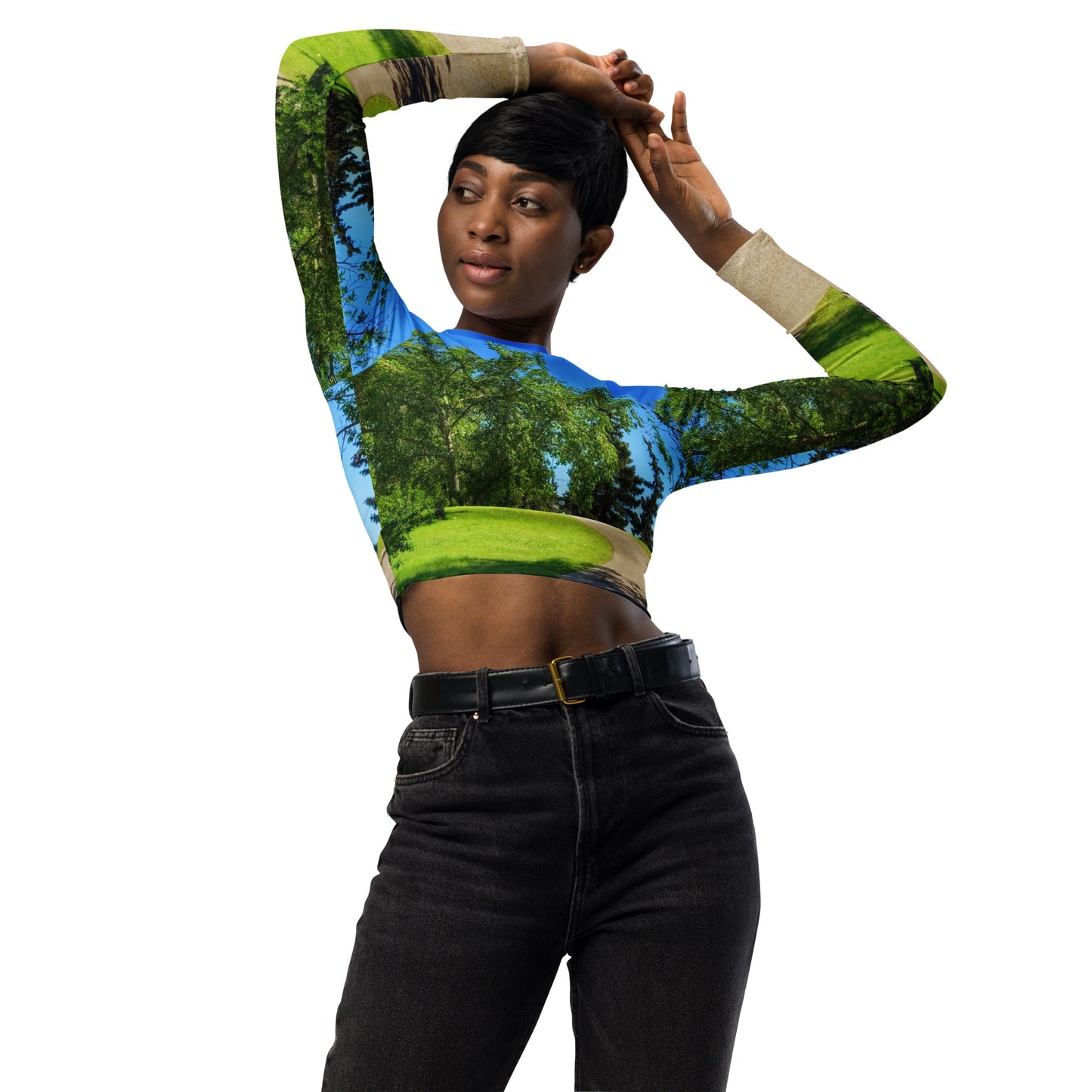 Recycled Long-Sleeve Crop Top - Calgary in the Summer
