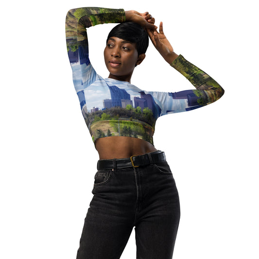 Recycled Long-Sleeve Crop Top - Downtown Calgary Vista Heights Hill