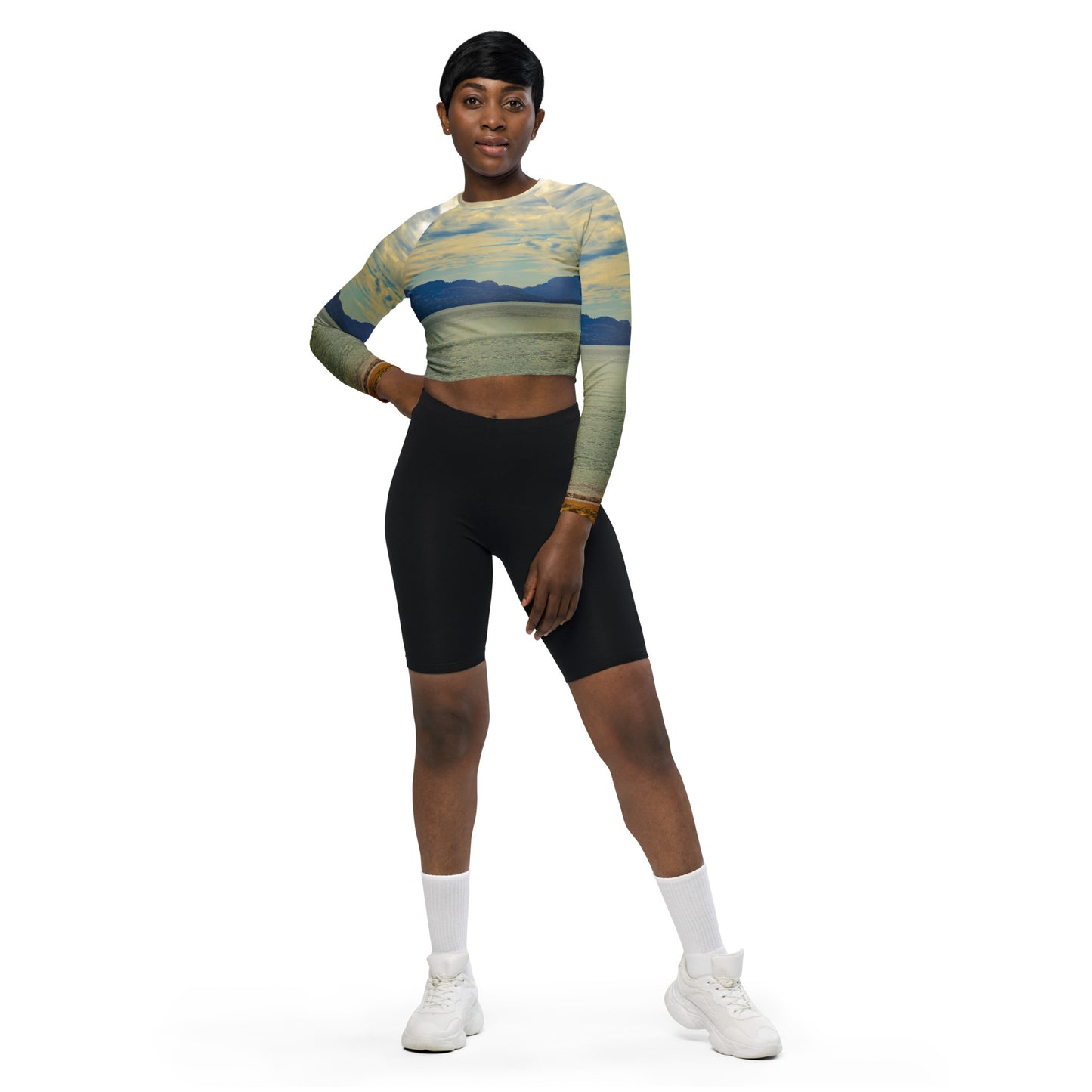 Recycled Long-Sleeve Crop Top - Penticton Skaha Lake
