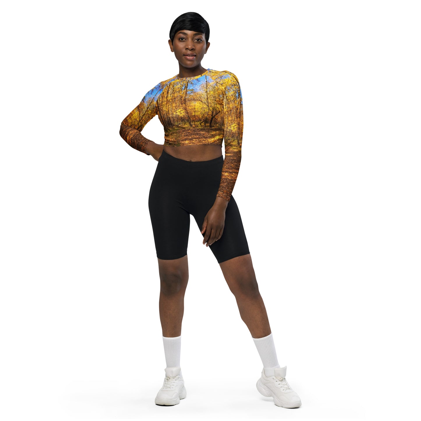 Recycled Long-Sleeve Crop Top - Carburn Park Fall Colours