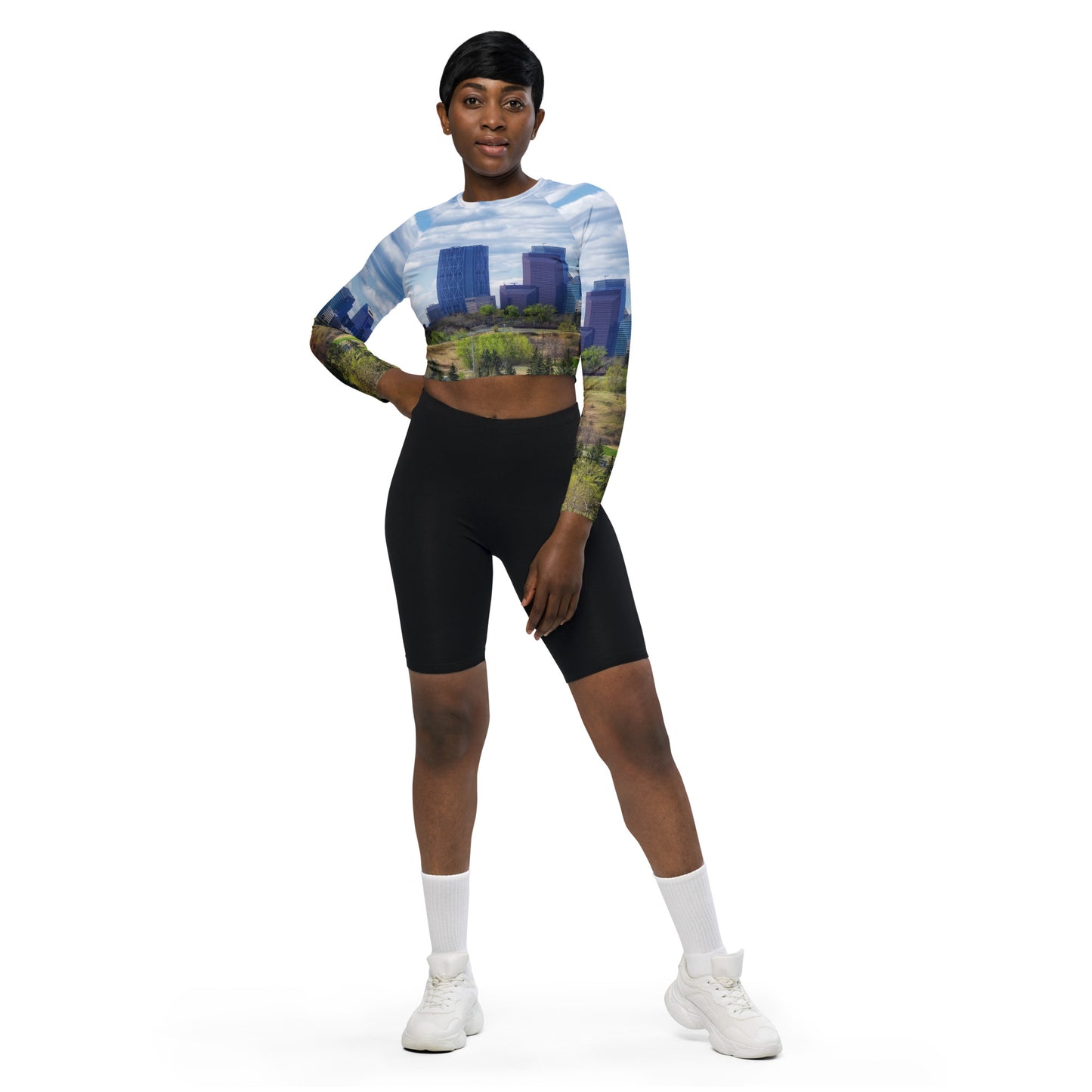 Recycled Long-Sleeve Crop Top - Downtown Calgary Vista Heights Hill