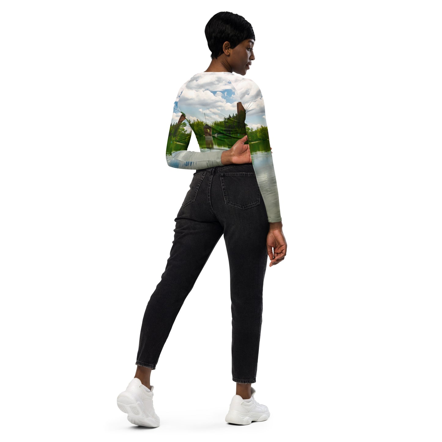Recycled Long-sleeve Crop Top - Bowness Park Lagoon