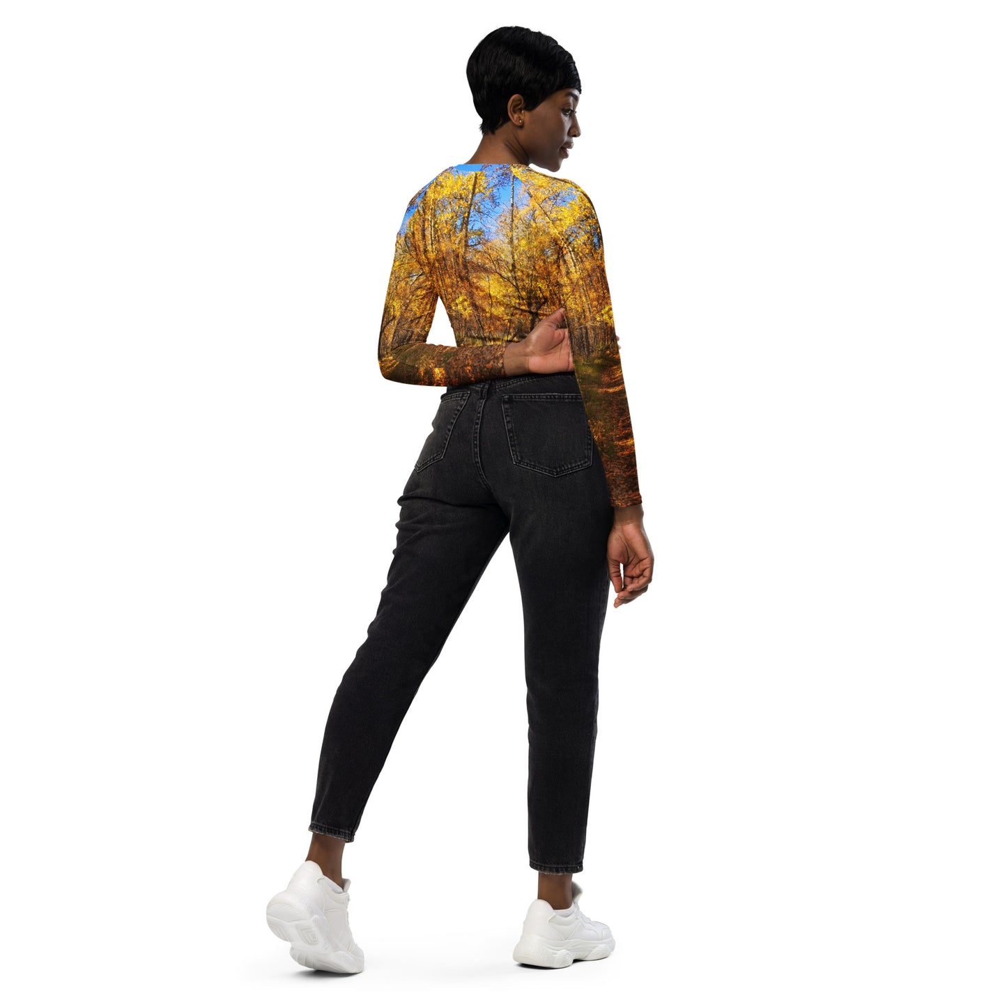 Recycled Long-Sleeve Crop Top - Carburn Park Fall Colours