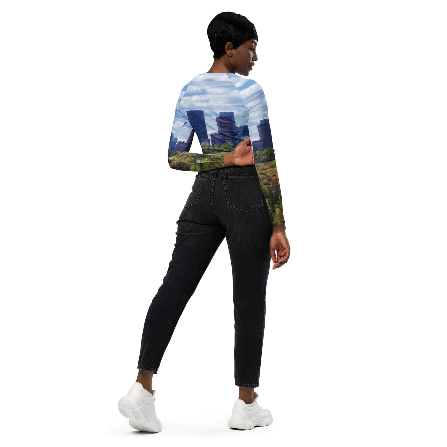 Recycled Long-Sleeve Crop Top - Downtown Calgary Vista Heights Hill