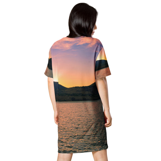 All-Over T-Shirt Dress - Penticton Okanagan Lake Sunset