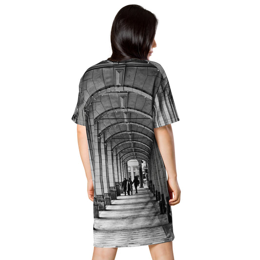 All-Over T-Shirt Dress - Downtown Calgary Hudson's Bay Sidewalk Black and White