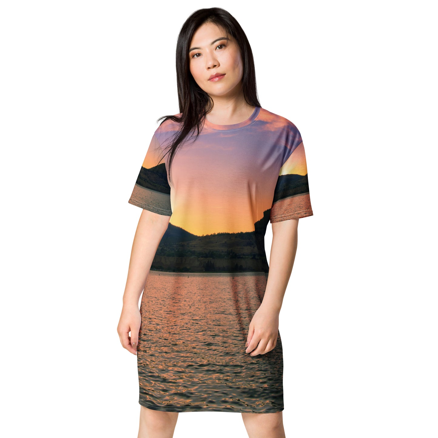 All-Over T-Shirt Dress - Penticton Okanagan Lake Sunset