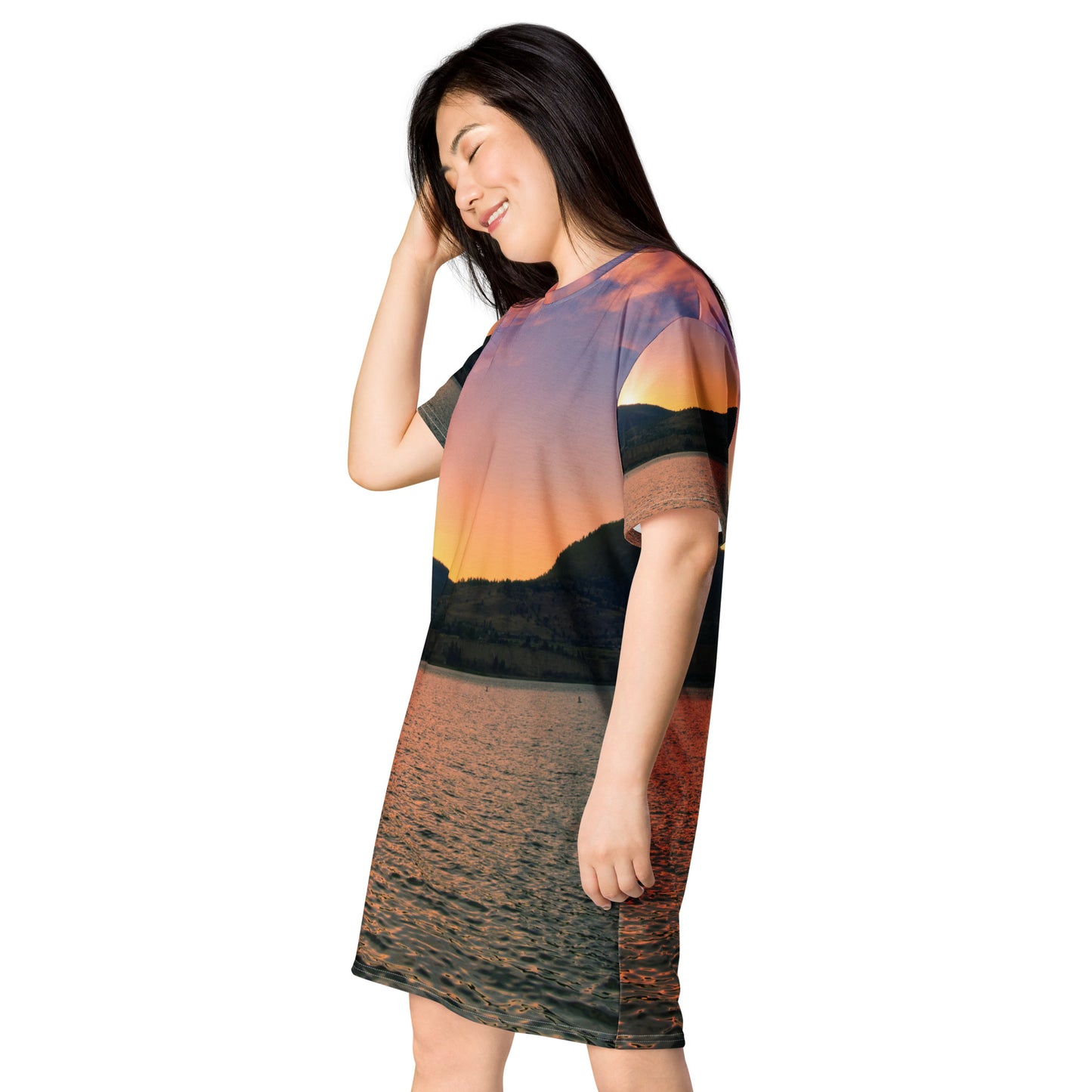 All-Over T-Shirt Dress - Penticton Okanagan Lake Sunset