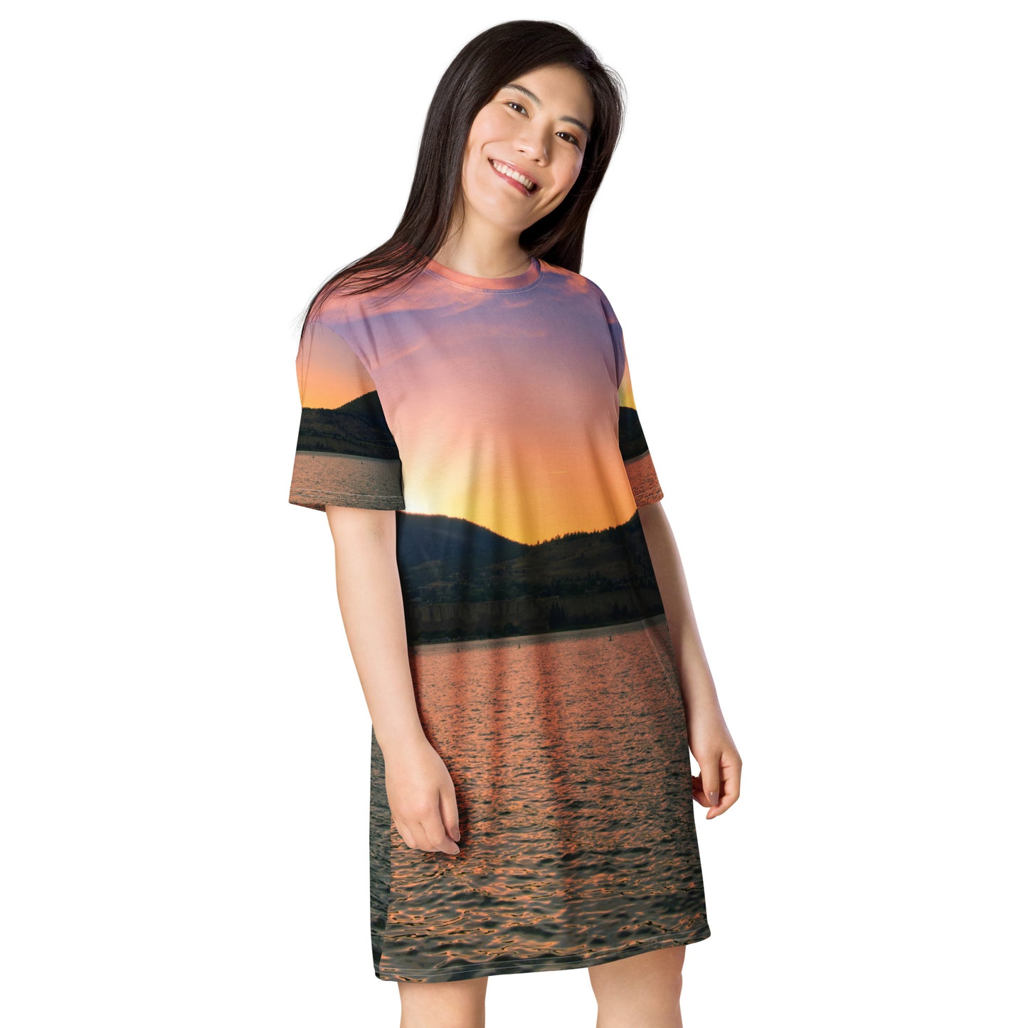 All-Over T-Shirt Dress - Penticton Okanagan Lake Sunset