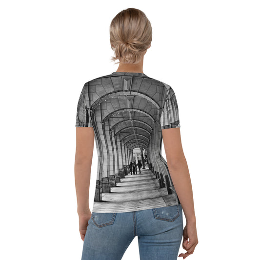 Women's All-Over T-shirt - Downtown Calgary Hudson's Bay Sidewalk Black and White