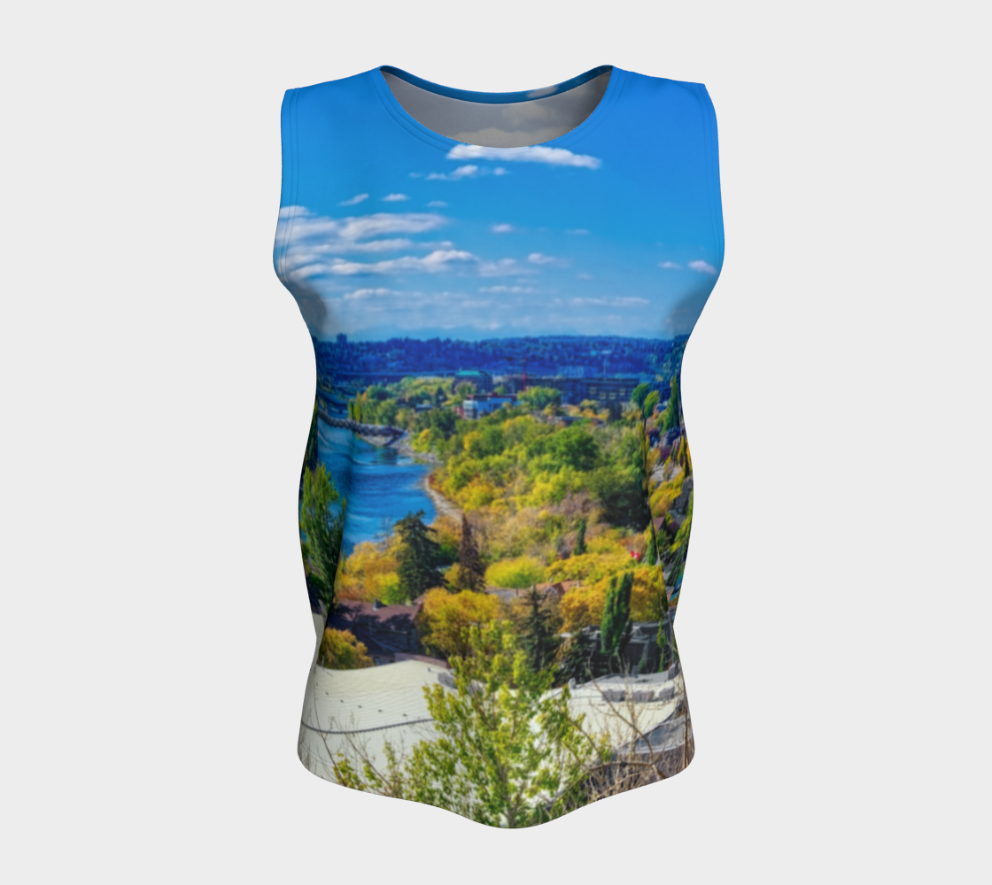Women's Loose Tank Top - Bow River Peace Bridge McHugh Bluff HDR Fall