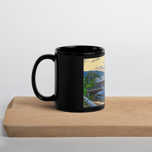 Black Glossy Mug - Hooded Merganser Sunset
