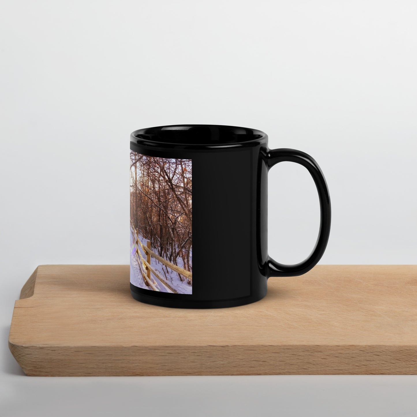 Black Glossy Mug - Riverdale Park Forest Winter