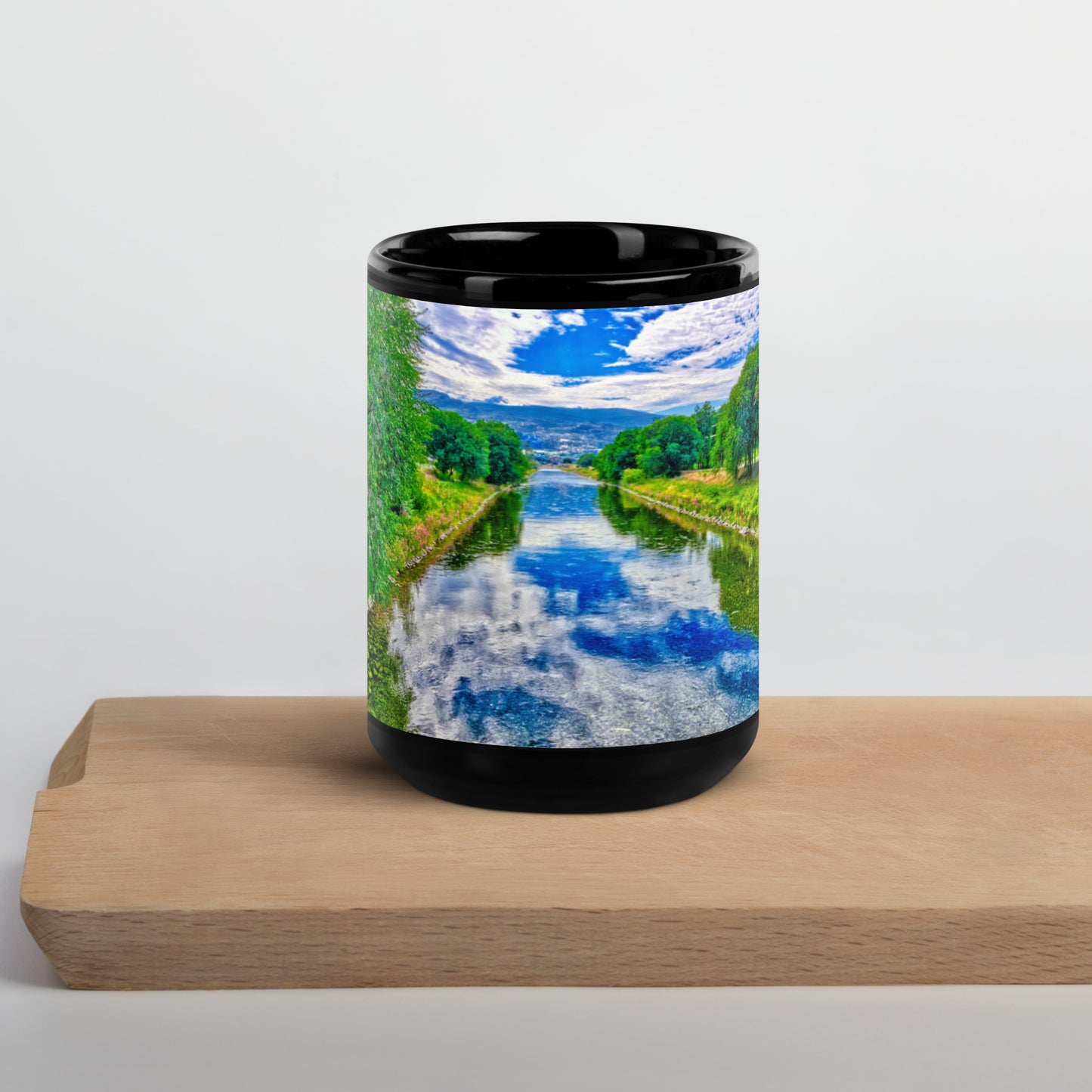 Black Glossy Mug - Penticton Okanagan River Channel HDR