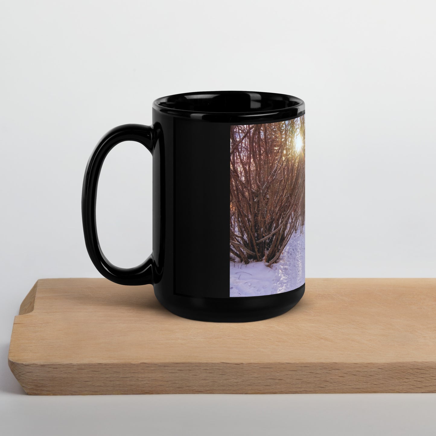 Black Glossy Mug - Riverdale Park Forest Winter