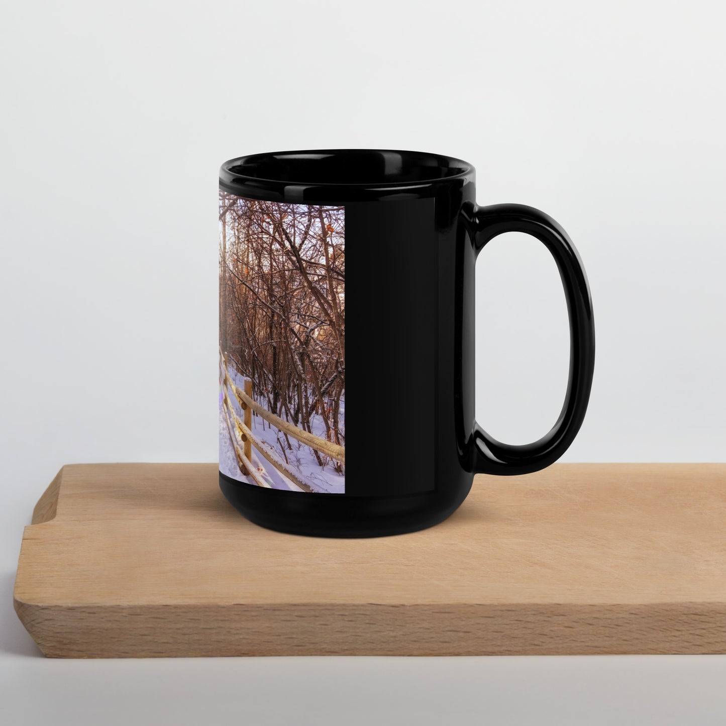 Black Glossy Mug - Riverdale Park Forest Winter