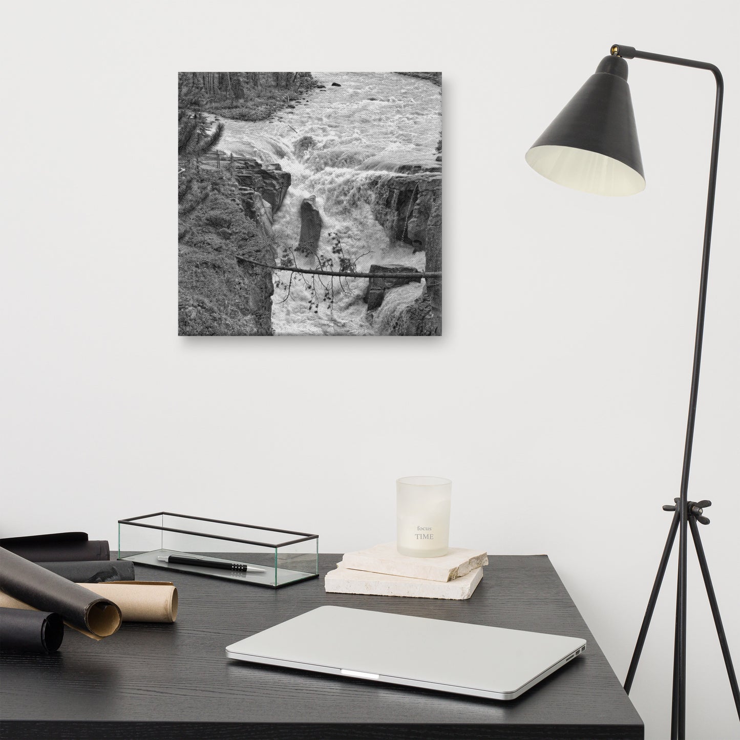 Canvas Print - Sunwapta Falls Black and White