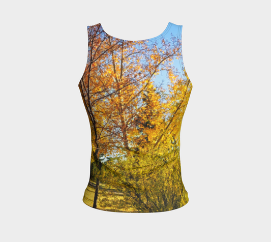 Women's All-Over Fitted Long Tank Top - Calgary in the Fall