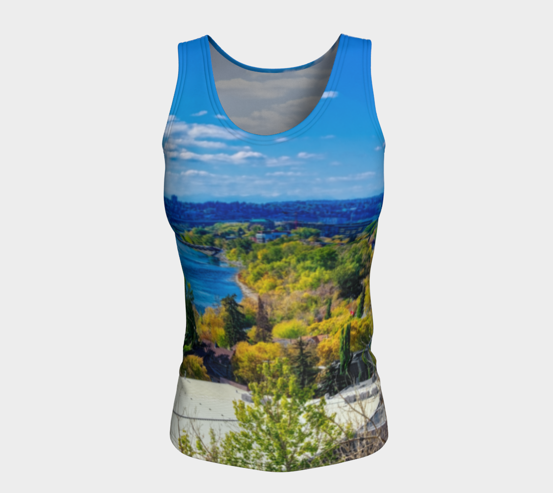 Women's Fitted Regular Tank Top - Bow River Peace Bridge McHugh Bluff Fall HDR