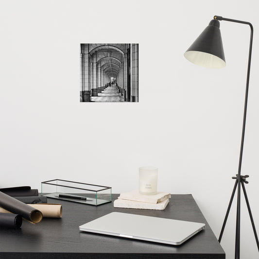 Matte Poster Print - Downtown Calgary Hudson's Bay Sidewalk Black and White