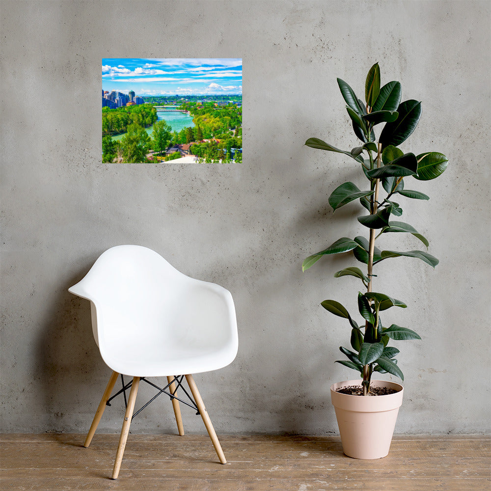 Matte Poster Print - McHugh Bluff Bow River Peace Bridge HDR Spring