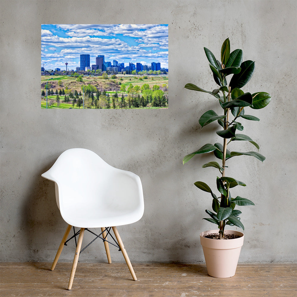Matte Poster Print - Downtown Calgary Vista Heights Hill HDR