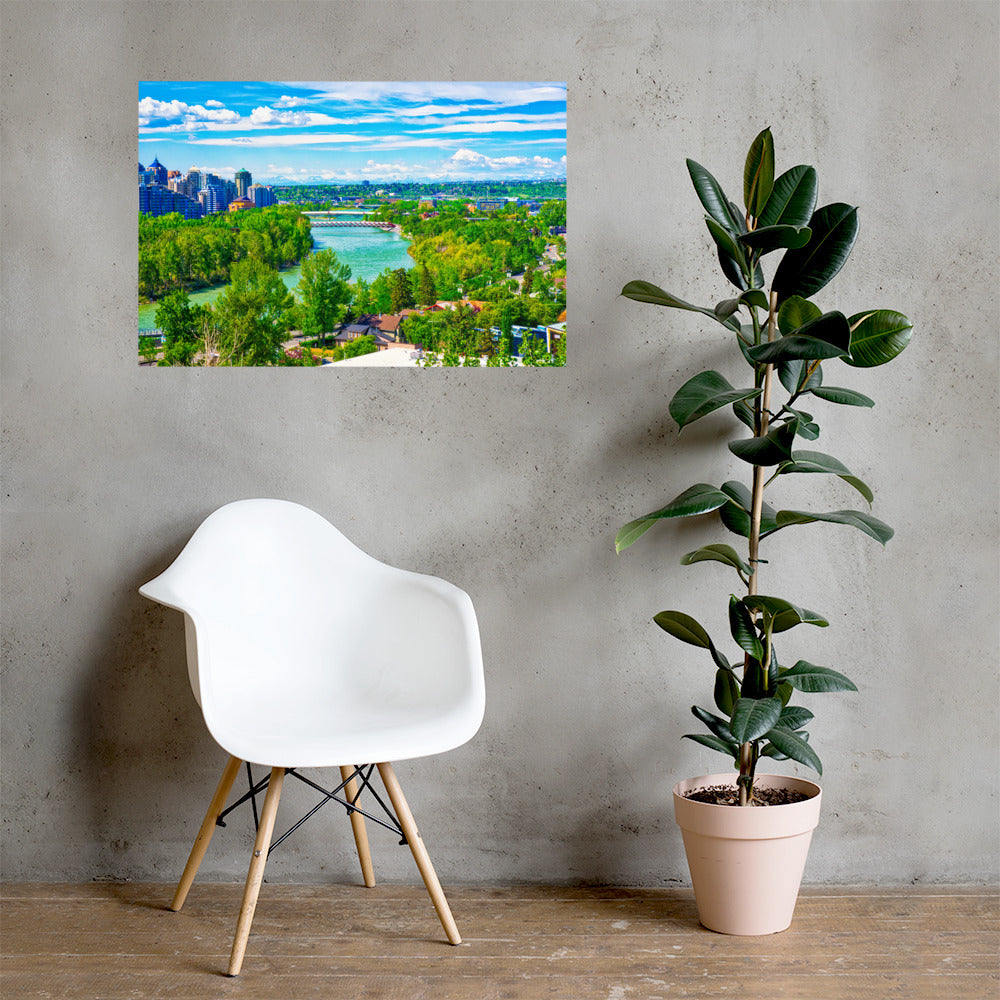 Matte Poster Print - McHugh Bluff Bow River Peace Bridge HDR Spring