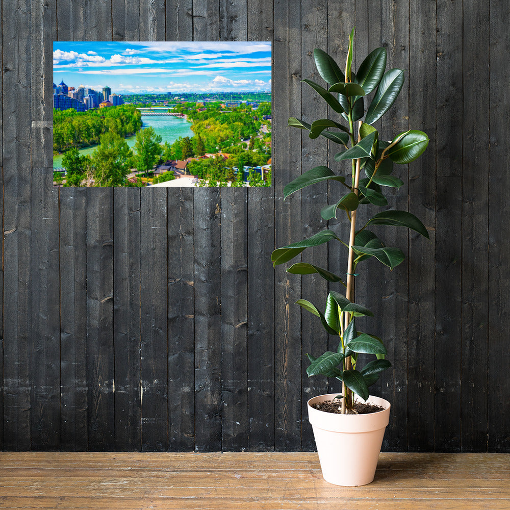 Matte Poster Print - McHugh Bluff Bow River Peace Bridge HDR Spring