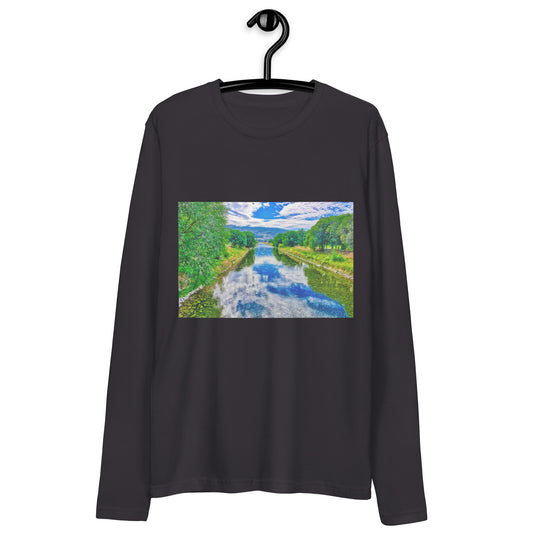 Men's Long Sleeve Fitted Crew - Penticton Okangan River Channel HDR