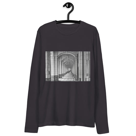 Men's Long Sleeve Fitted Crew - Downtown Calgary Hudson's Bay Sidewalk Black and White