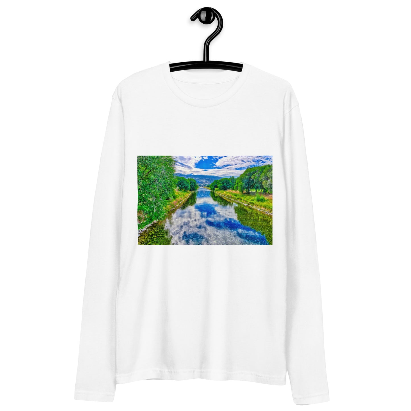 Men's Long Sleeve Fitted Crew - Penticton Okangan River Channel HDR
