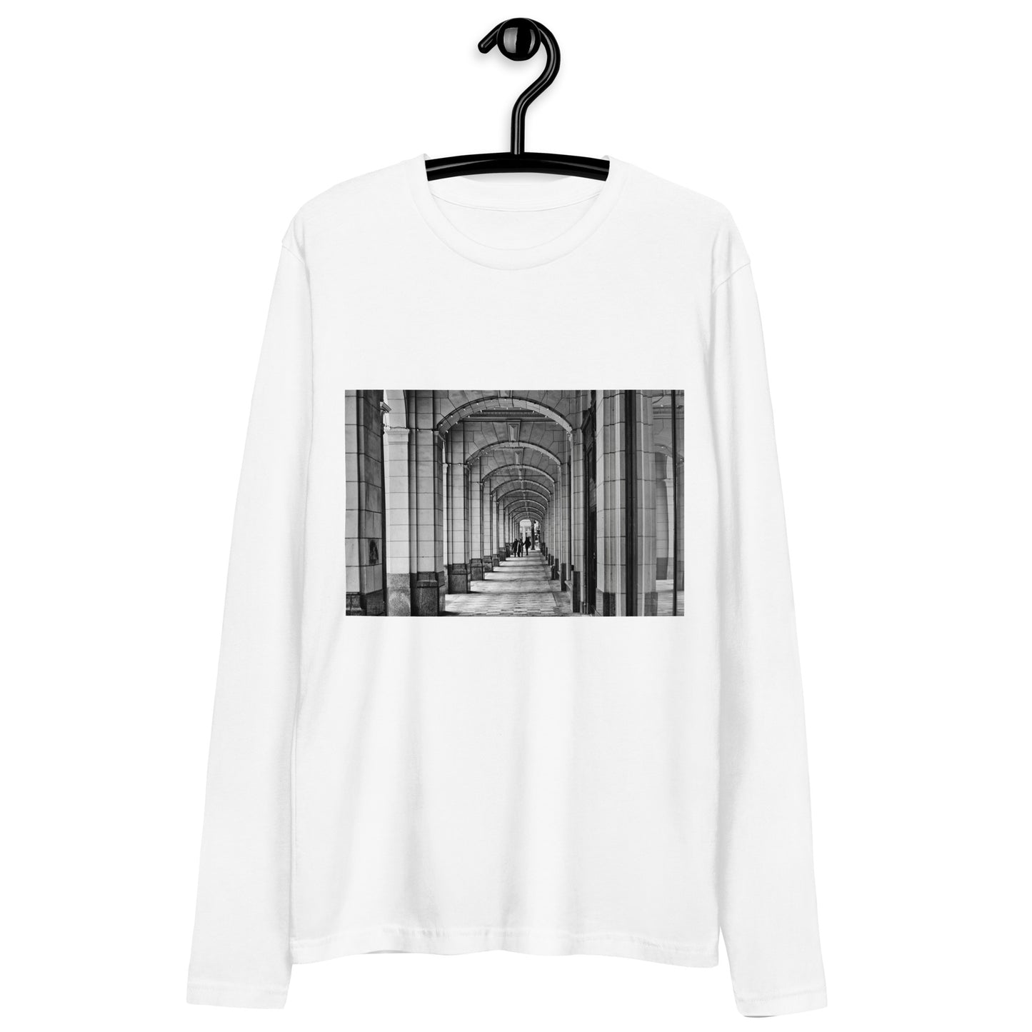 Men's Long Sleeve Fitted Crew - Downtown Calgary Hudson's Bay Sidewalk Black and White