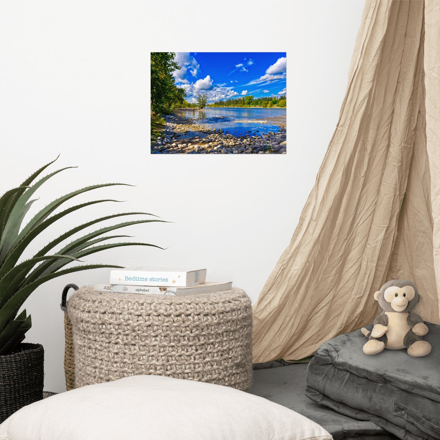 Lustre Poster Print - Bow River Bowness Park Fall HDR