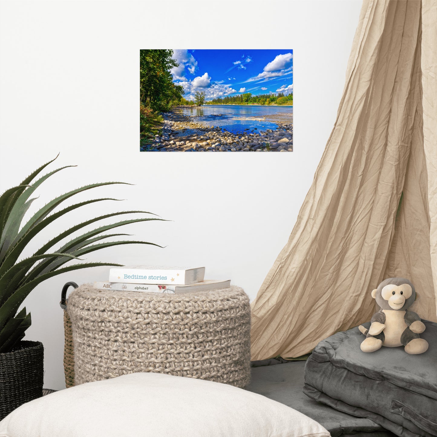 Lustre Poster Print - Bow River Bowness Park Fall HDR