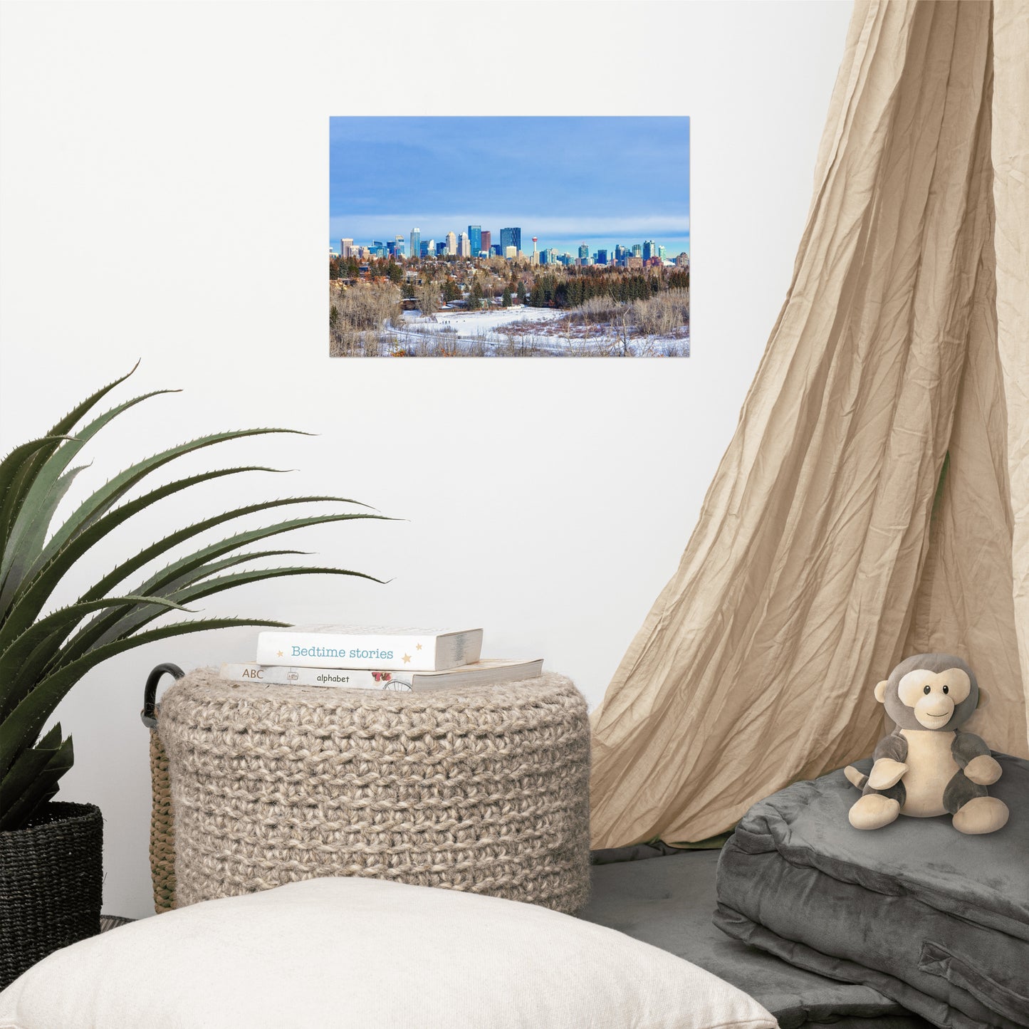 Lustre Poster Print - Downtown Calgary HDR Winter River Park