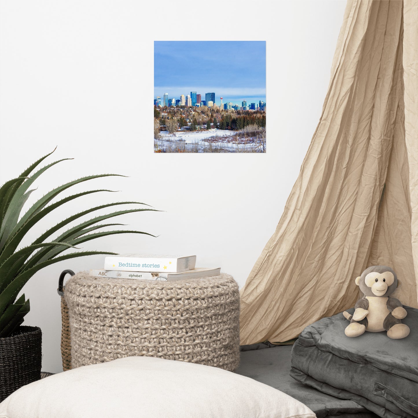 Lustre Poster Print - Downtown Calgary HDR Winter River Park