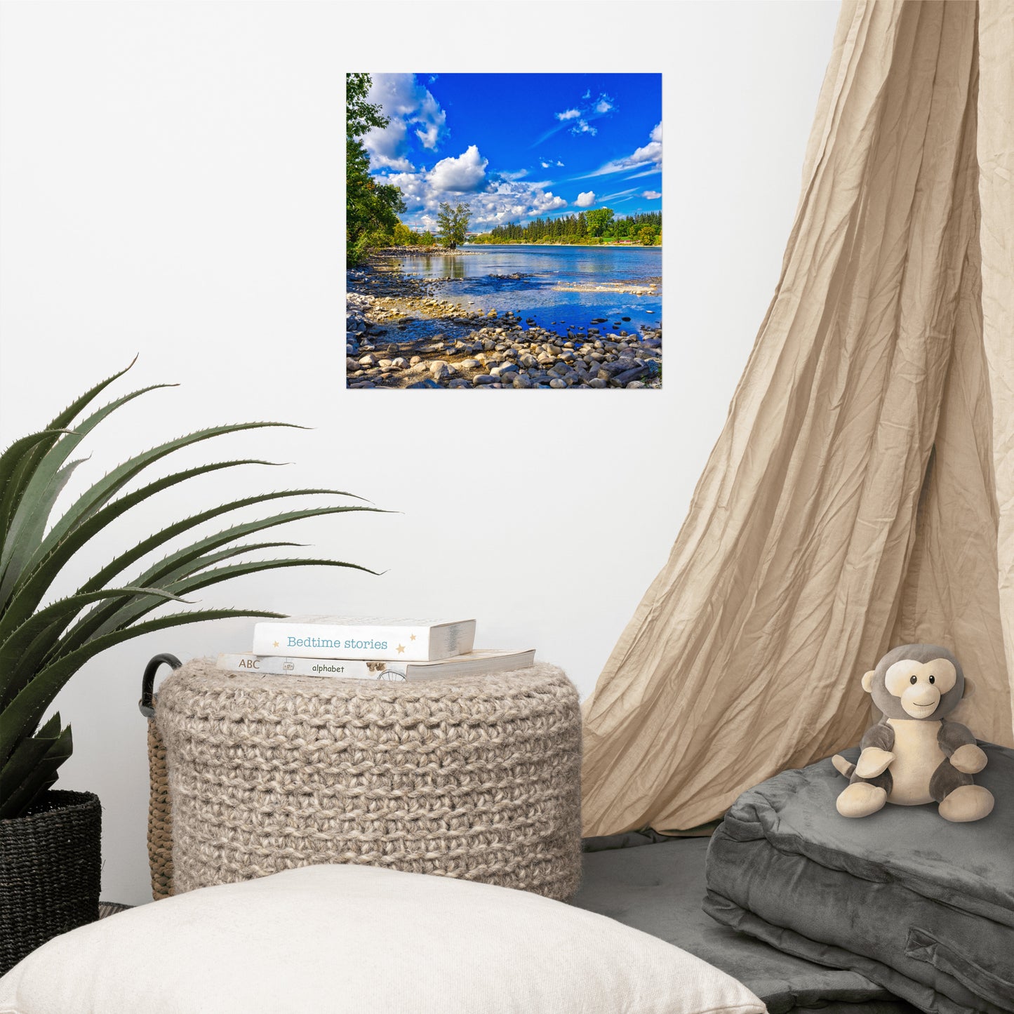 Lustre Poster Print - Bow River Bowness Park Fall HDR