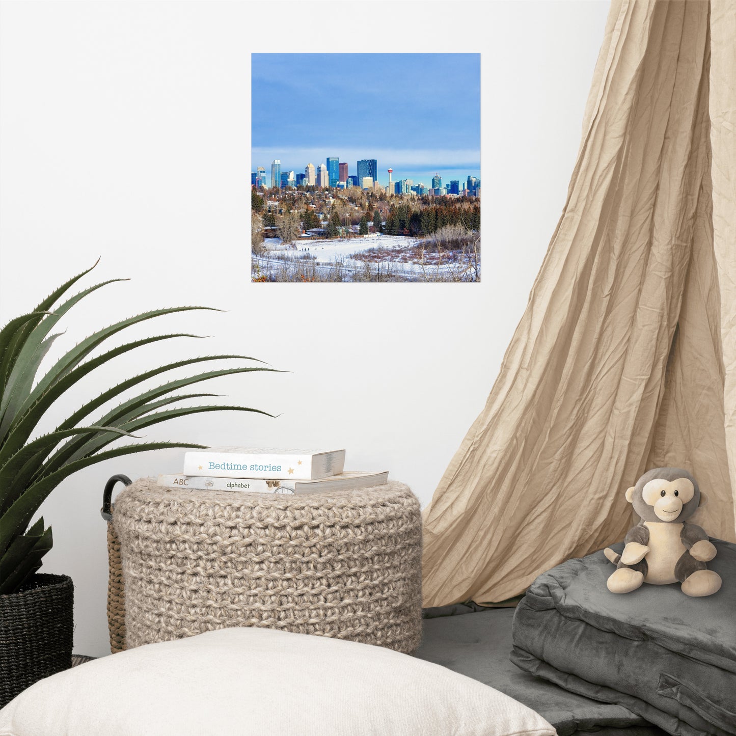 Lustre Poster Print - Downtown Calgary HDR Winter River Park