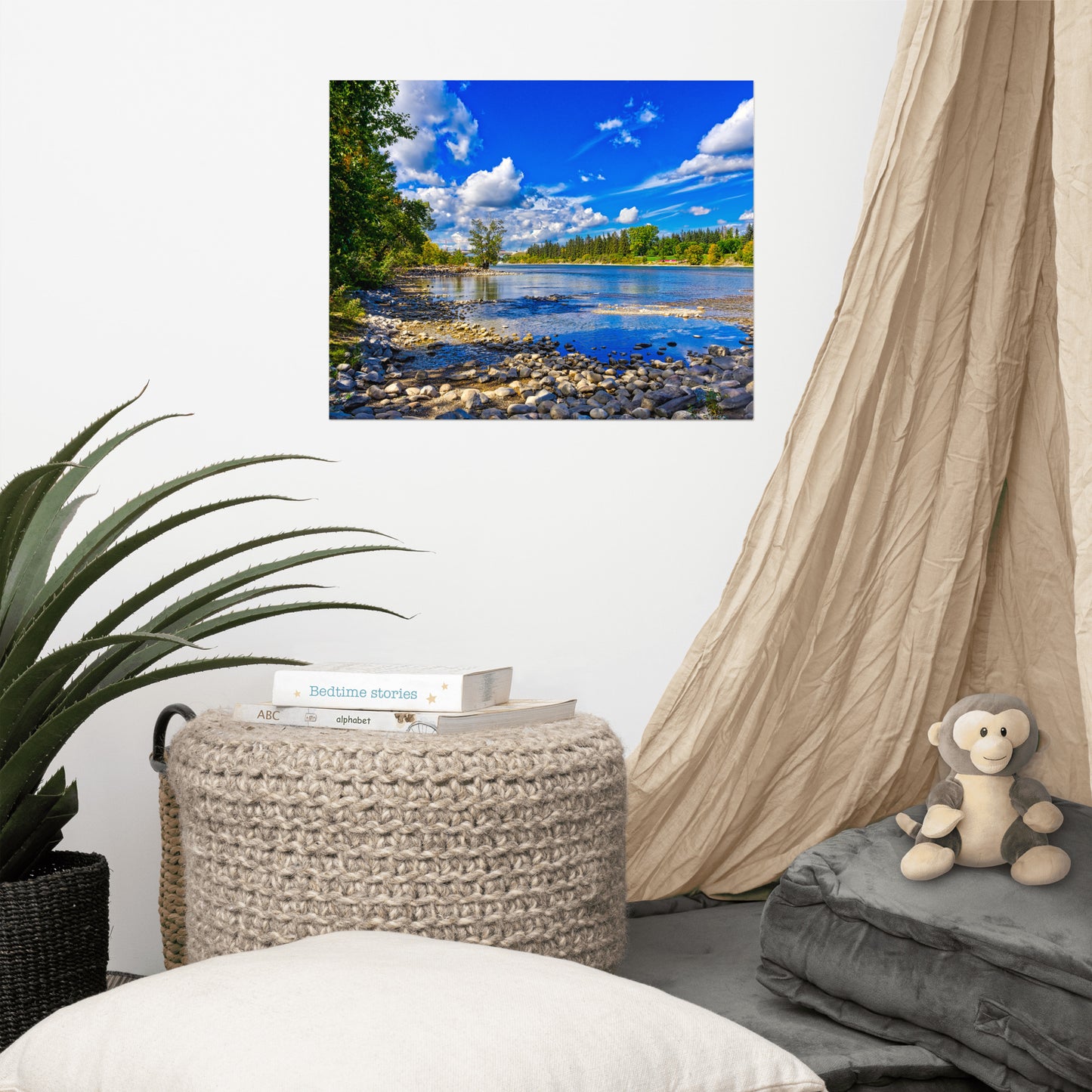 Lustre Poster Print - Bow River Bowness Park Fall HDR