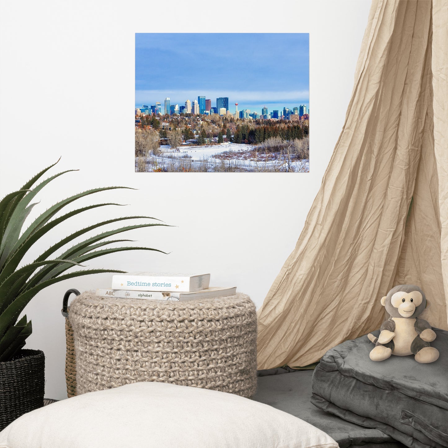 Lustre Poster Print - Downtown Calgary HDR Winter River Park