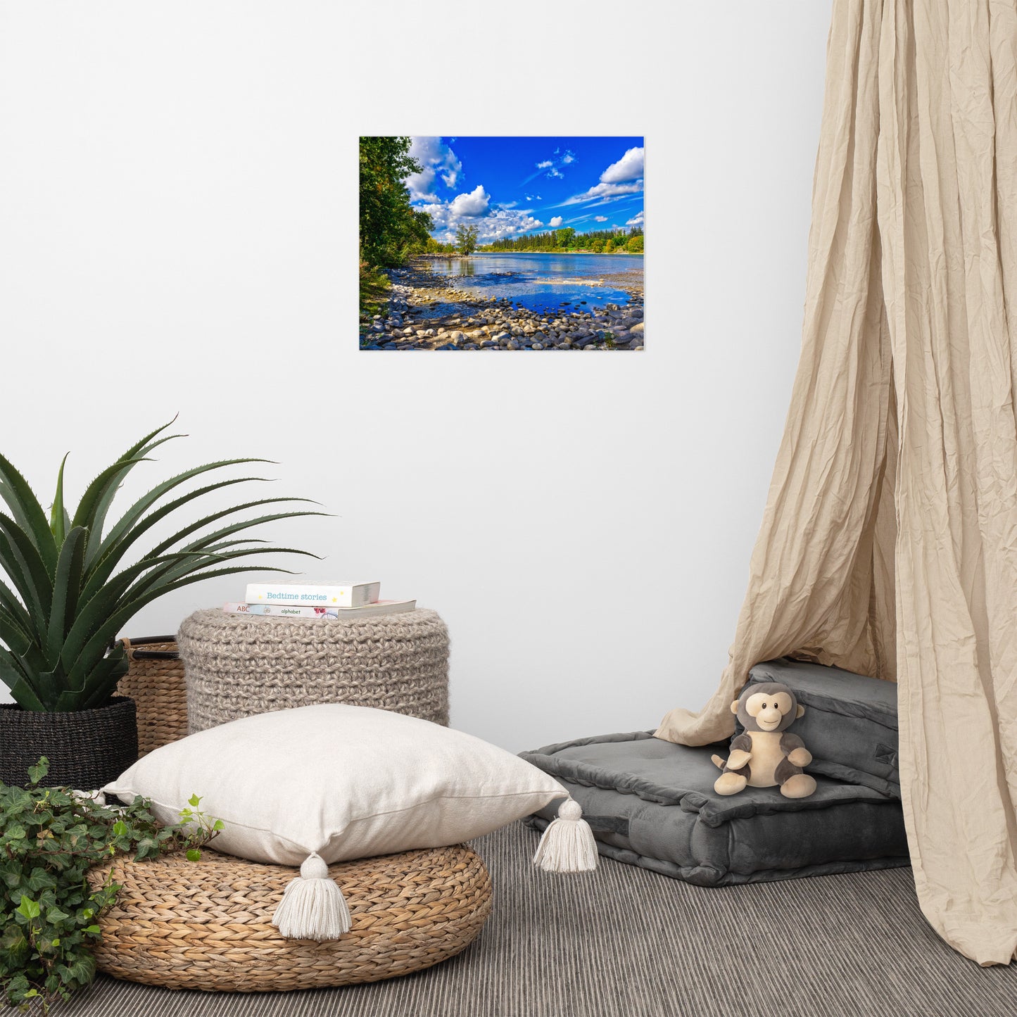 Lustre Poster Print - Bow River Bowness Park Fall HDR